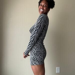 Allsaints Black and Silver Amaya Mini Dress US Size 4